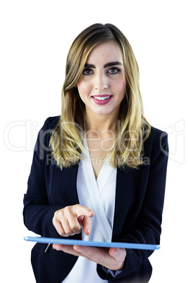 Smiling woman using tablet Smiling woman using tablet