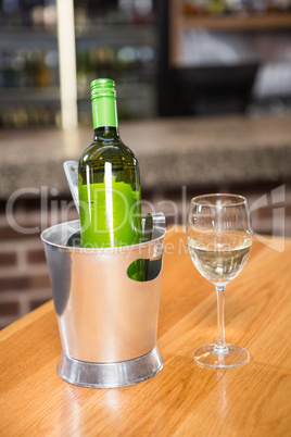 View of bottle of white wine