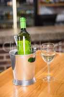 View of bottle of white wine