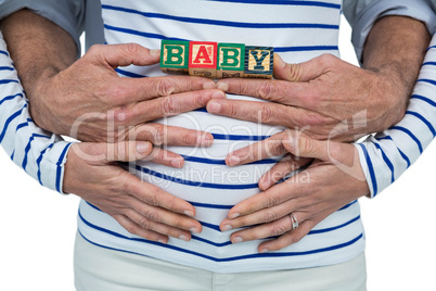 Pregnant woman with baby cubes