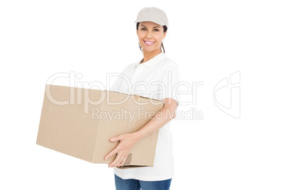 Delivery woman carrying a package