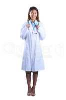 Asian doctor holding stethoscope