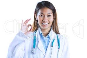 Asian doctor doing ok sign