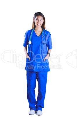Asian nurse with hands in pocket