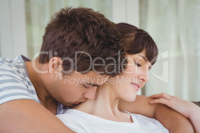 Young couple cuddling