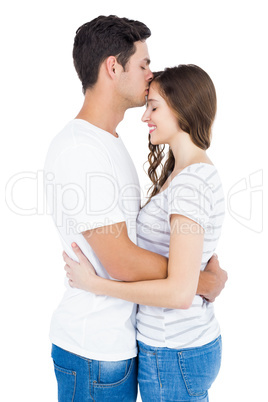 Cute couple embracing and kissing