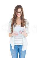 Portrait of female student using tablet