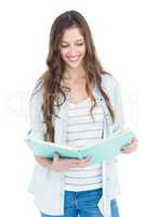 Portrait of female student reading a book