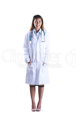 Asian doctor with stethoscope looking at camera