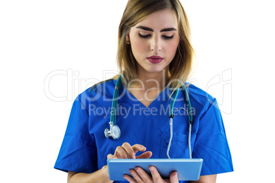 Nurse using tablet
