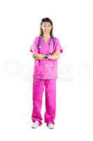 Asian nurse with stethoscope looking at the camera