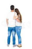Rear view of a couple hugging