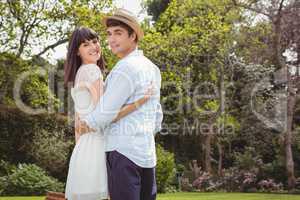 Young couple embracing outdoors