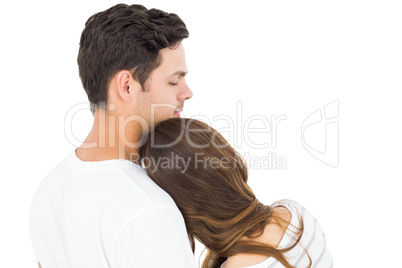 Rear view of a couple embracing