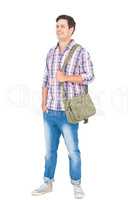 Portrait of smiling male student with a school bag