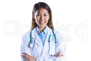 Asian doctor with arms crossed looking at the camera