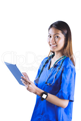 Asian nurse using tablet Asian nurse using tablet