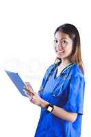 Asian nurse using tablet