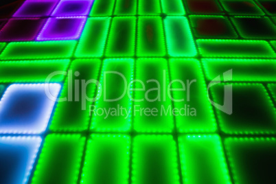 Green illuminated disco dance floor