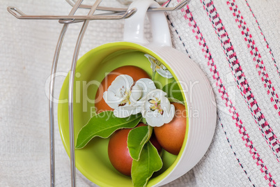 Easter eggs and Apple blossoms.