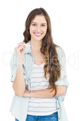 Female student holding a chalk