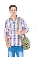 Portrait of smiling male student with a school bag