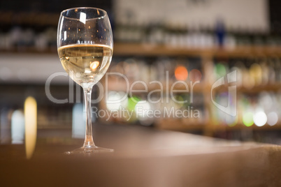 View of glass of white wine