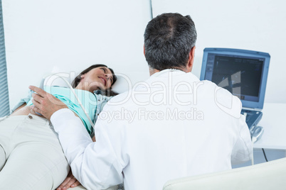 Pregnant woman undergoing ultrasound test