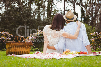 Young couple embracing outdoors