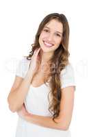 Smiling woman posing in front of the camera
