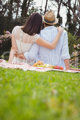 Young couple embracing outdoors