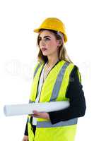 Woman holding construction plan