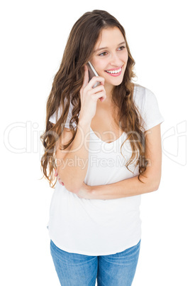 Smiling woman having a phone call Smiling woman having a phone call