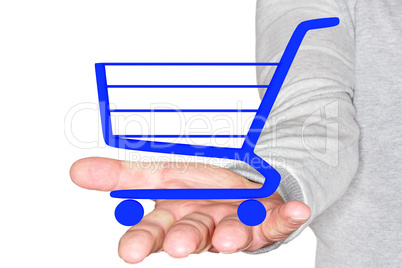 Man with symbolic Shopping Cart