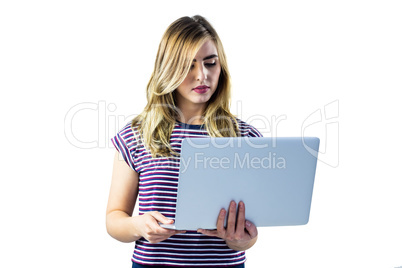 Woman holding laptop