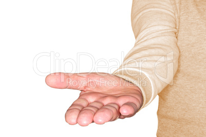 Man holding his hand on