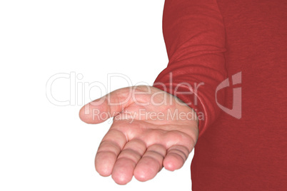 Man holding his hand on