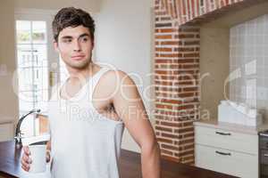 Young man having a cup of coffee