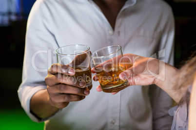 Couple toasting their whisky glasses
