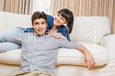 Portrait of beautiful young couple relaxing