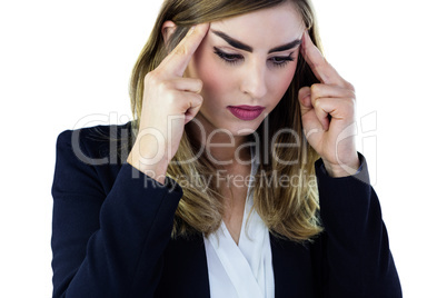 Woman touching her temples