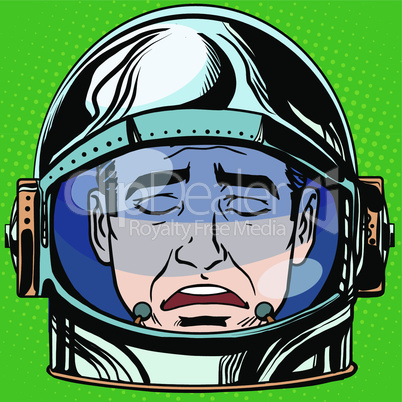emoticon sadness Emoji face man astronaut retro
