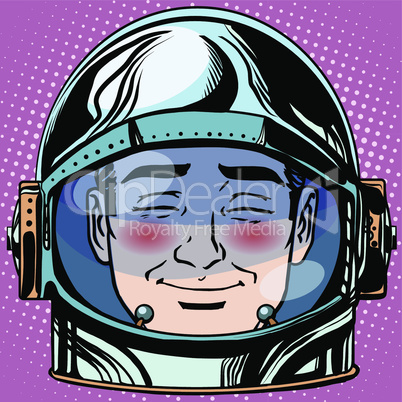 emoticon embarrassment Emoji face man astronaut retro