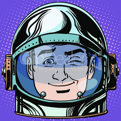 emoticon wink Emoji face man astronaut retro