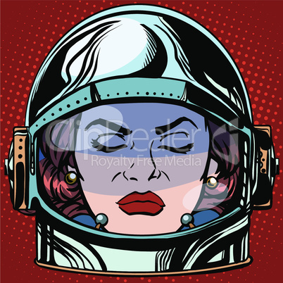 emoticon anger Emoji face woman astronaut retro