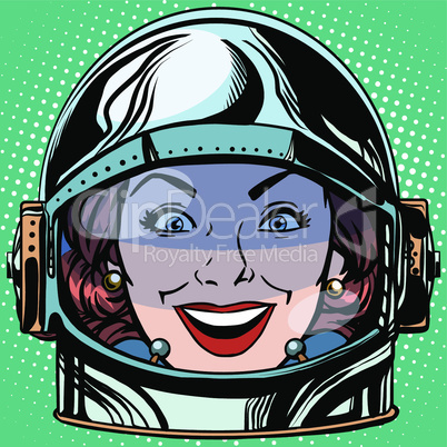 emoticon joy smile Emoji face woman astronaut retro