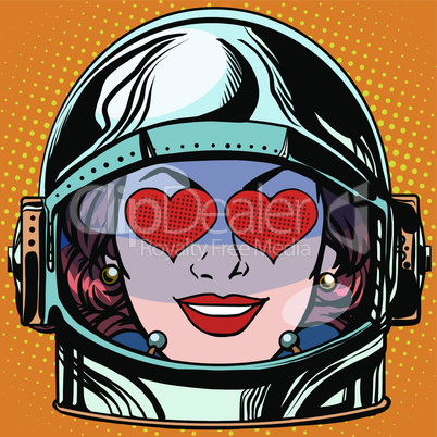 emoticon love Emoji face woman astronaut retro