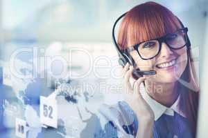 Composite image of attractive hipster woman with headset