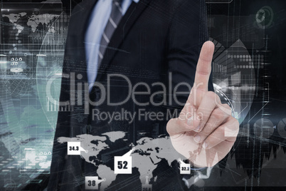 Composite image of mid section of businessman pointing something