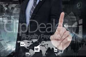 Composite image of mid section of businessman pointing something